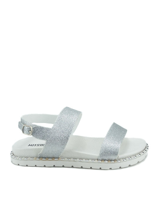 Mitsuko SA64170W Women's Flat Sandals In Silver Colour