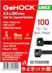 GeHock Plastic Cable Ties 200mmx2.5mm In Black Colour 100pcs 125200 GeHock Plastic Cable Ties 200mmx2.5mm In Black Colour 100pcs 125200