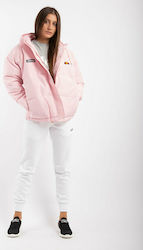 Ellesse Pejo Women's Short Puffer Jacket for Winter with Hood Pink