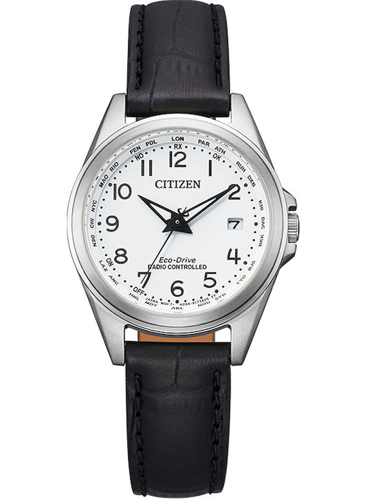Citizen Γυναικείο Ρολόι 29mm Μπαταρίας με Μαύρο Δερμάτινο Λουράκι