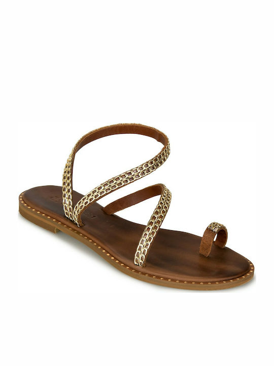 Este 10110 Leather Women's Flat Sandals Camel