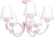 Luminex Kids Metallic Chandelier Ceiling Light E14 Πεταλούδα White/Pink 60W