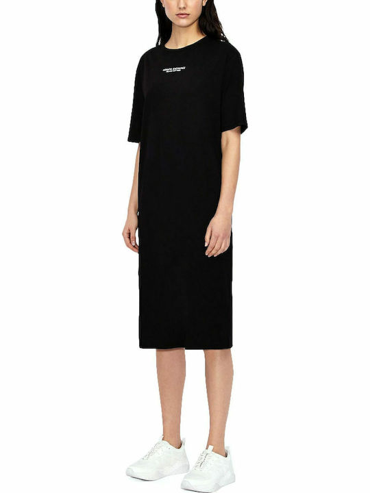 Sommer Midi T-Shirt Kleid Schwarz