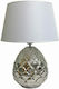 Art et Lumiere Keramik Tischlampe mit Weiß Schirm und Silber Fuß
