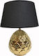 Art et Lumiere Keramik Tischlampe mit Schwarzem Hut und Goldener Basis