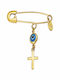 Al'Oro Kinder Sicherheitsnadel aus Gold 9K mit Kreuz