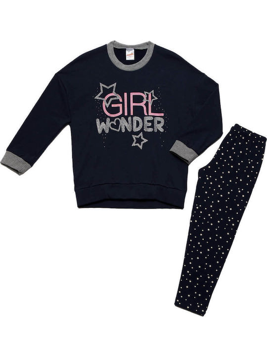 Minerva Kinder Schlafanzug Winterlich Marineblau Stars