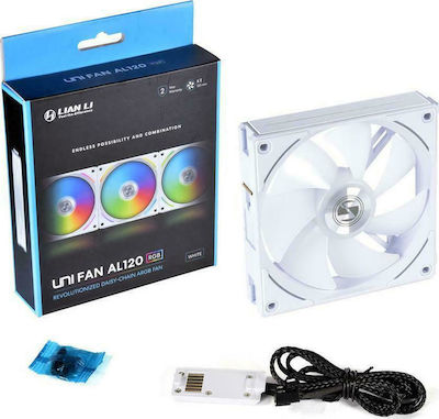 Lian Li UNI Fan AL Case Fan 120mm με RGB Φωτισμό και Σύνδεση 4-Pin PWM Λευκό