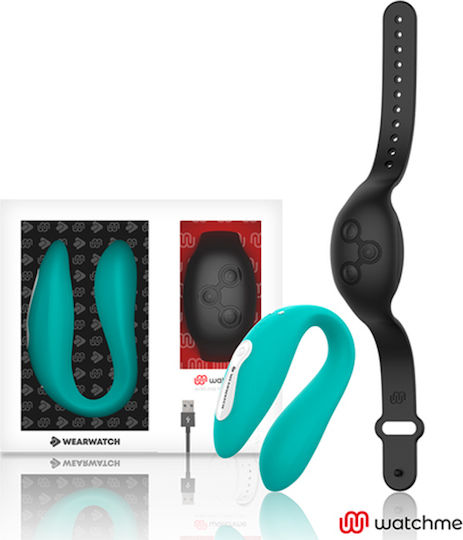 WatchMe Wearwatch Dual Pleasure Wireless Technology WatchMe Δονητής για Ζευγάρια με Remote Control Aquamarine/Jet Black