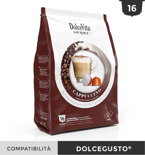 Dolce Vita Κάψουλες Cappuccino Biscottino Συμβατές με Μηχανή Dolce Gusto 16caps