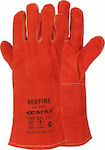 Cofra Redfire Βαμβακερά Γάντια Εργασίας Δερμάτινα Ηλεκτροσυγκολλητή Κόκκινα