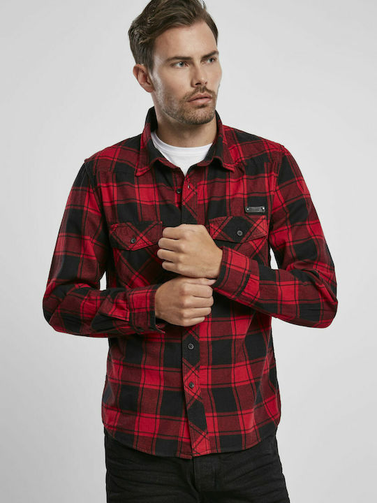 Brandit Long-sleeved Cotton Shirt Checked Red
