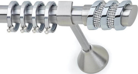 Anartisi Metallic Curtain Pole Status Single Diameter 25mm Length 200cm Nickel Satin / Chrome / Swarovski Crystal