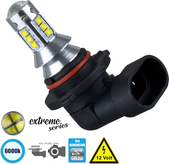 GloboStar Lampen Auto Extreme Series H10 Canbus LED 6000K Kaltes Weiß 12V 15W 1Stück
