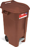 Tayg Plastic Wheeled Waste Bin 100lt with Pedal Brown