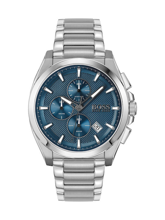 Boss Grandmaster Ανδρικό Ρολόι 46mm Χρονογράφος Μπαταρίας με Ασημί Μεταλλικό Μπρασελέ