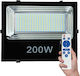 Spot Light Waterproof Solar LED Flood Light 200W Cold White 6000K with Photocell and Remote Control IP65