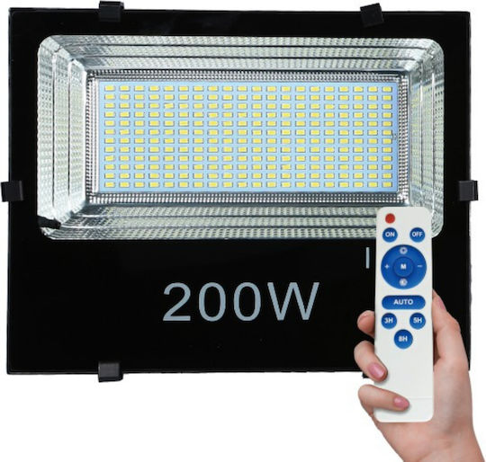 Spot Light Waterproof Solar LED Flood Light 200W Cold White 6000K with Photocell and Remote Control IP65