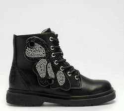 Lelli Kelly Kids Leather Anatomic Military Boots with Zipper Black LK4540-ΑΒ01