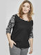 Γυναικεία Μπλούζα Βαμβακερή με Μανίκι 3/4 Black/Dark Camo