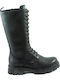 Leather Women's Boots with Zipper / Laces Black