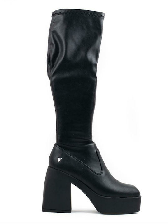 Leather High Heel Women's Boots Badgirls Black