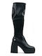 Leather High Heel Women's Boots Badgirls Black