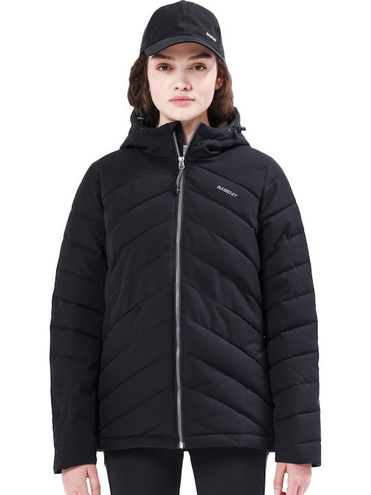Basehit Lang Damen Puffer Jacke für Winter Schwarz