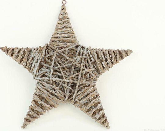 Atmosphera Wood Christmas Decorative Pendant Star 31x40cm Beige