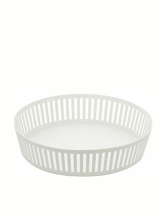 Yamazaki Striped Fruit Bowl Metallic White 25x25x5cm