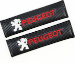 Set of 2pcs Car Seat Belt Pads Black Carbon Peugeot