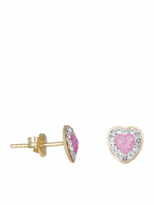 Gold Studs Kids Earrings Hearts 9K