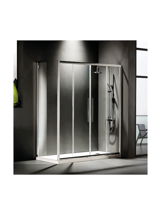 Cabinet Devon Flow Slider 2+2 + Side panel SL2F160C-100+SPF70C-100 160x70x195Y transparent clear clean glass