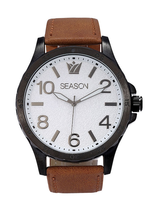 Season Time Ρολόι Μπαταρίας με Δερμάτινο Λουράκι Season Time Ρολόι Μπαταρίας με Δερμάτινο Λουράκι