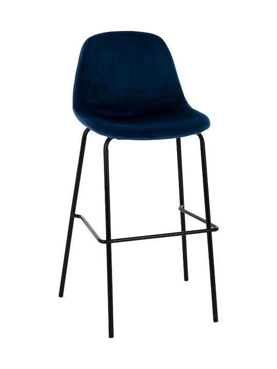 Stool Bar with Backrest Upholstered with Velvet Vincent Blue 4pcs 56.5x47x106cm