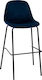 Stool Bar with Backrest Upholstered with Velvet Vincent Blue 4pcs 56.5x47x106cm