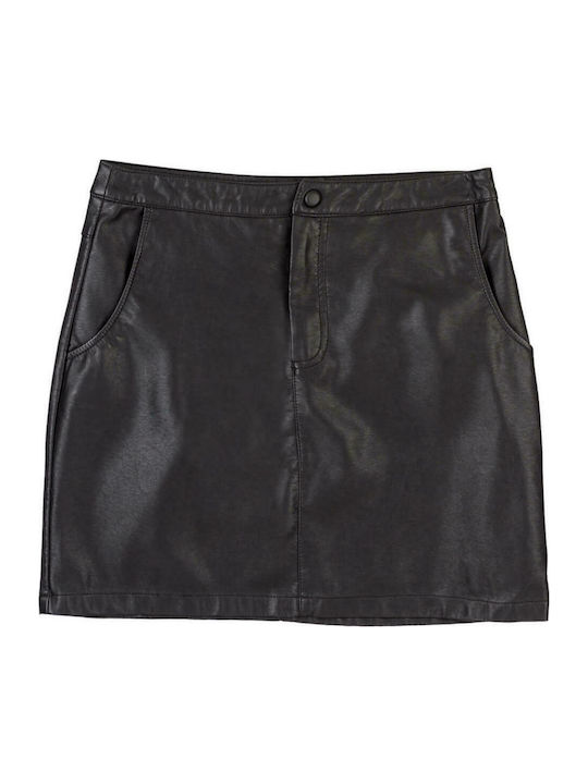 Losan 122-7009AL Leather Mini Skirt in Black color
