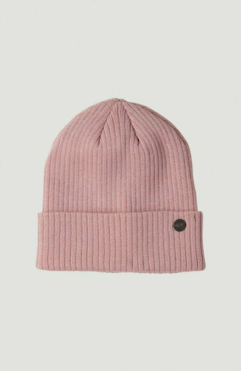 Beanie Γυναικείος Σκούφος με Rib Πλέξη σε Ροζ χρώμα