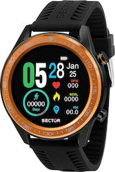 Sector S-02 46mm Smartwatch με Παλμογράφο (Black Silicone Strap)