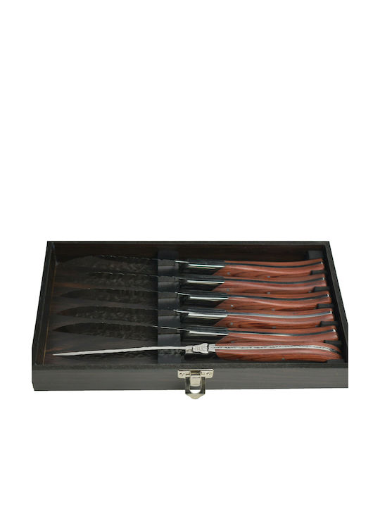 Kiro Laguiole Steak Knives of Stainless Steel Brown 6pcs