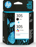 HP 305 Πακέτο 2 Μελανιών Εκτυπωτή InkJet Πολλαπλό (Color) / Μαύρο (6ZD17AE)