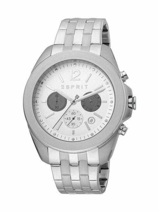 Esprit Men's Watch 45mm Chronograph Battery with Silver Metal Bracelet
