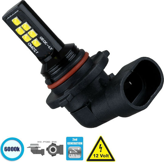 GloboStar Lampen Auto H10 Canbus LED 6000K Kaltes Weiß 12V 8W 1Stück