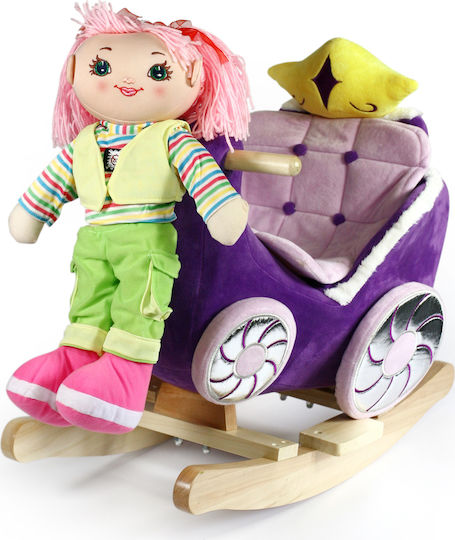 Avra Toys Fabric Rocking Toy Carriage for 12+ months with Music Purple