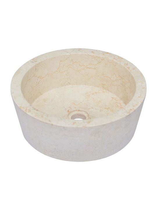 vidaXL Vessel Sink Stone 40x40x15cm Beige