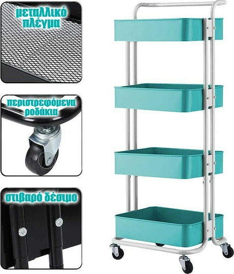 Wheeled Metallic Tool Carrier 4 Slot W45xD35xH107cm