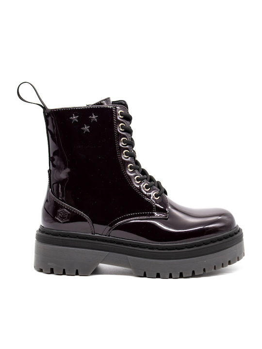 Elyse Women's Patent Leather Ankle Boots Burgundy