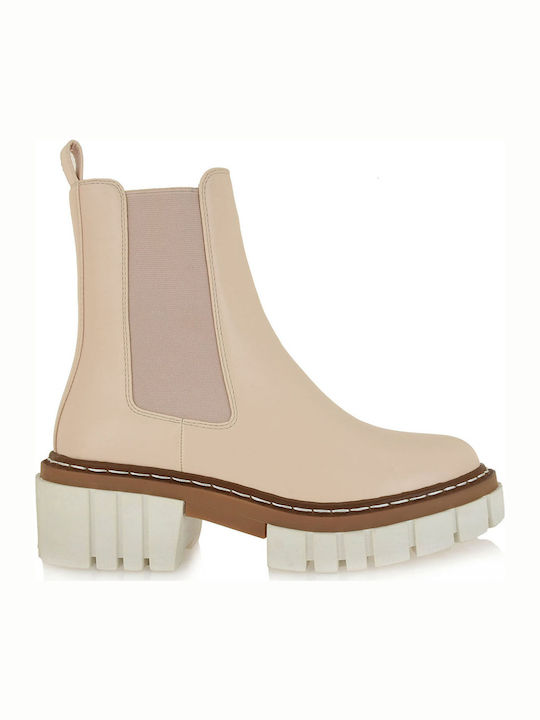 Women's Chelsea Boots with Medium Heel Nude