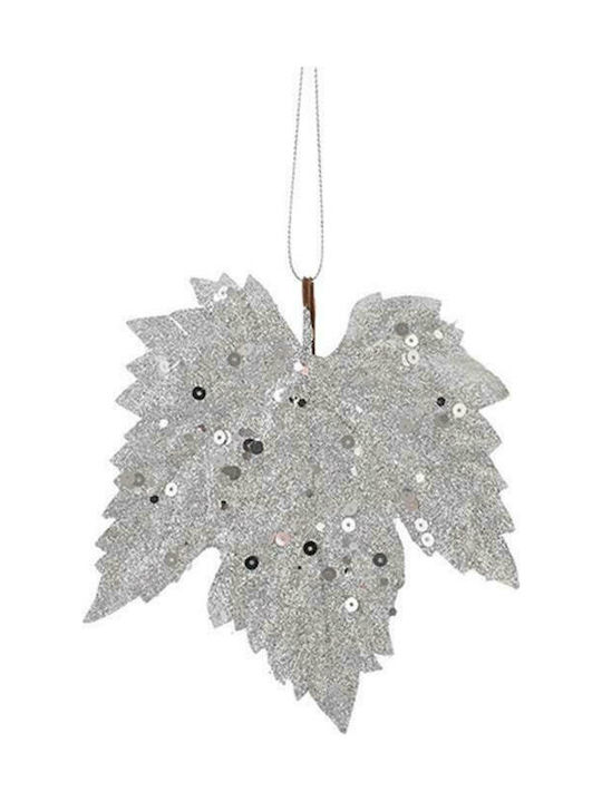 Atmosphera Christmas Leaf Ornament Silver 14cm 6pcs