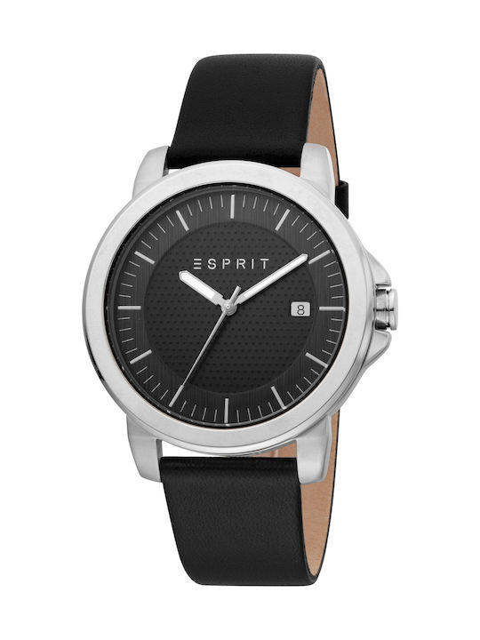 Esprit Ρολόι Μπαταρίας με Δερμάτινο Λουράκι σε Μαύρο χρώμα